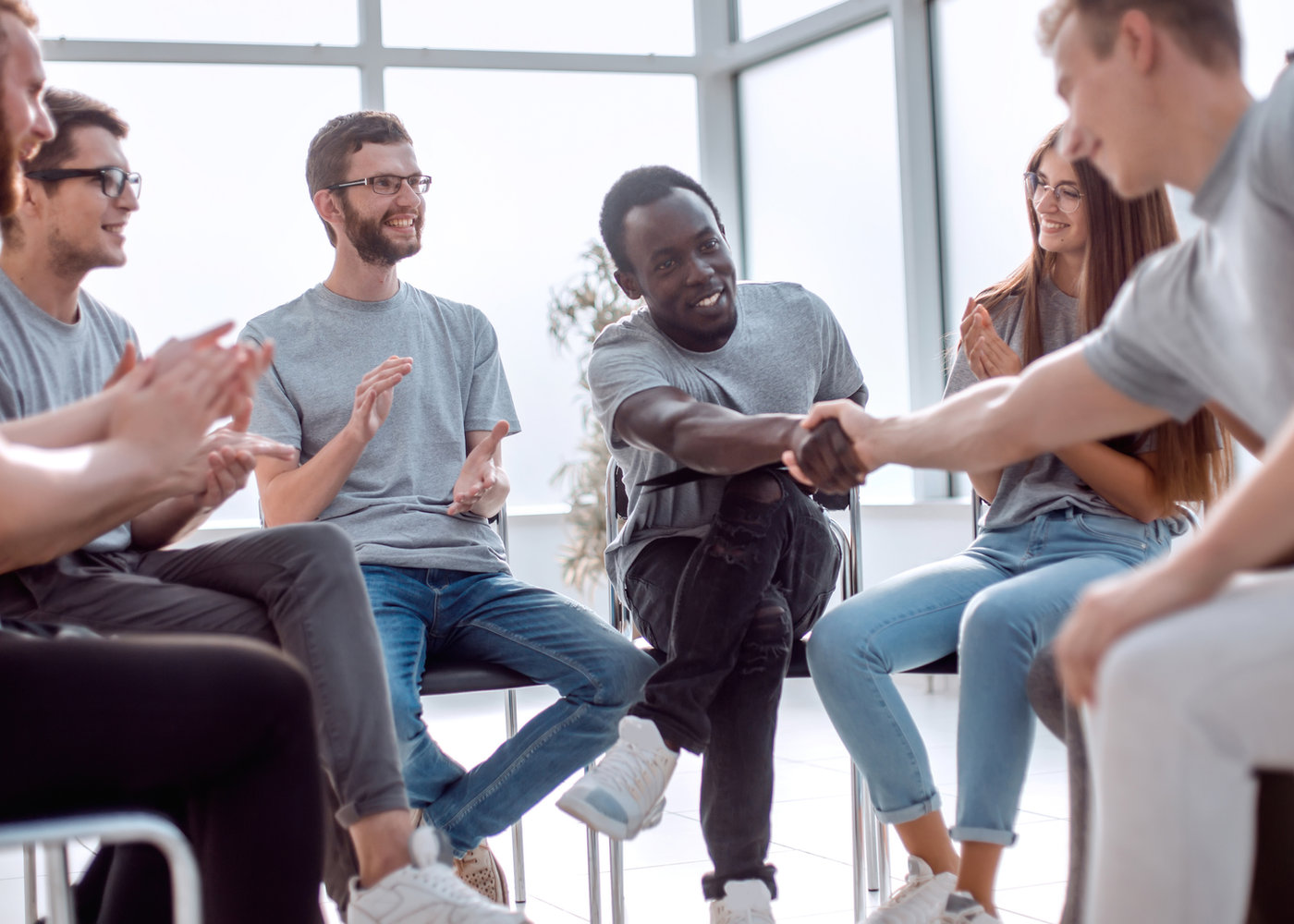 People talking together in a support setting
